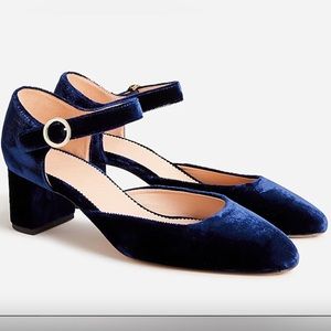 Millie ankle-strap heels in velvet (Navy)